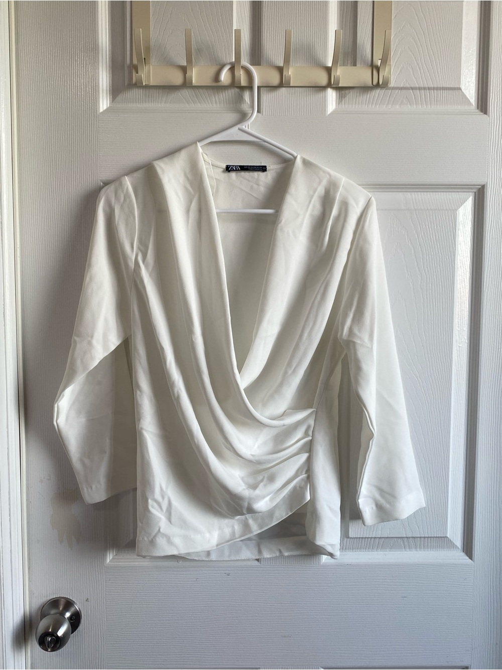 Zara Cream Draped Front Blazer